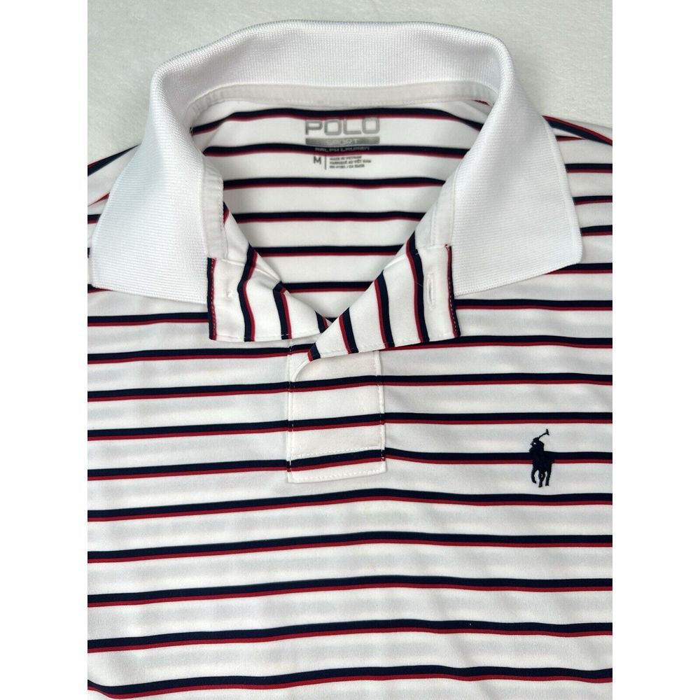 Polo Ralph Lauren Sport  Shirt‎ Youth Boys Medium Red White Blue Striped Pony